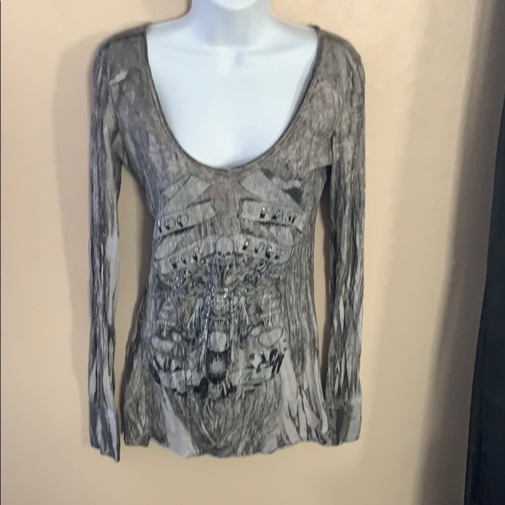 Crash & Burn long sleeve Harley Davidson Style top